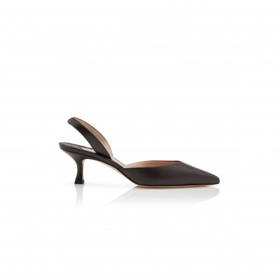 MANOLO BLAHNIK CAROLYNE BROWN NAPPA LEATHER SLINGBACK PUMPS 9XX-0478-0022
